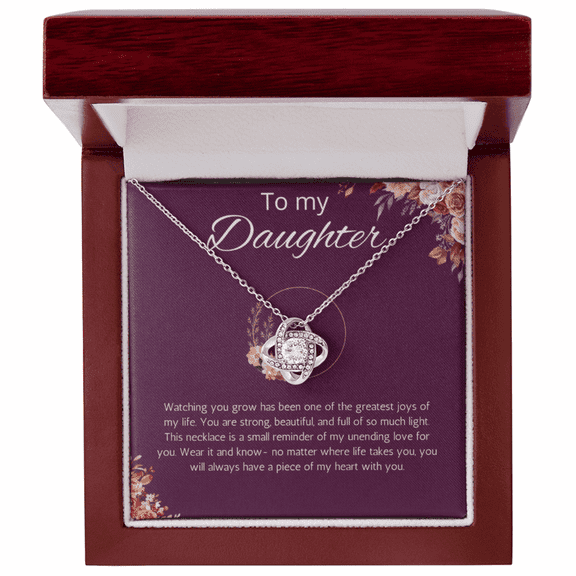 Daughter Gift Necklace from Mom, Dad Birthday Gift for Daughter Graduation Gift Jewelry Christmas Gift from Father Love Knot Necklace