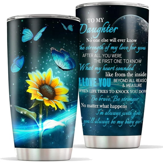 Daughter Gift form Mom,Mothers Day Gifts For Daughter, Birthday Valentine''s Day Gifts for Daughter Stainless Steel Daughter Tumbler Travel Mug 20oz