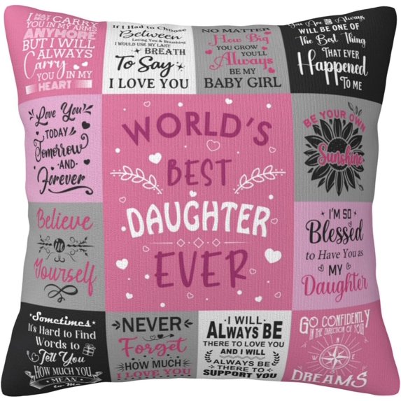 Daughter Gift from Mom Dad, Birthday Gifts for Daughter Adult Pillow Cover, Pillow Covers 18"x18", Pillowcase to Daughter''s Birthday