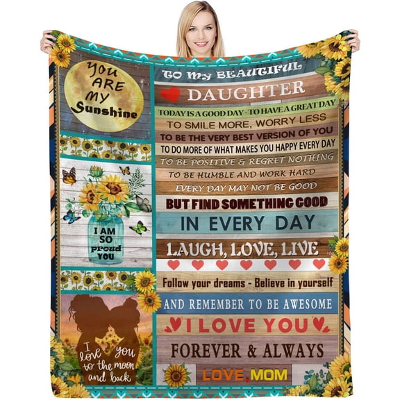 Daughter Gift from Mom- Daughter Gifts, to My Daughter Blanket from Mom, Birthday Gifts for Daughter (to My Daughter Blanket from Mom, 60" L x 50" W)