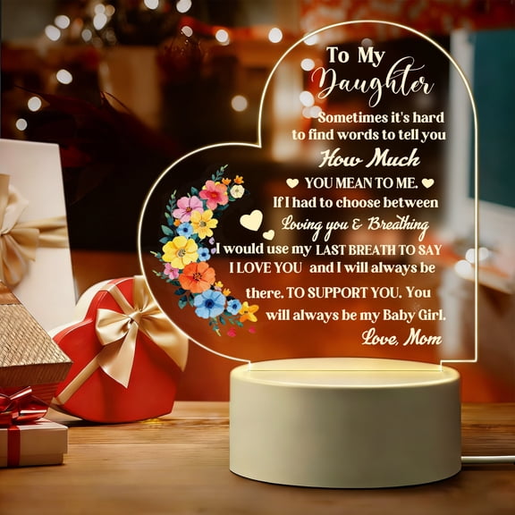 Daughter Gifts Acrylic LED Night Light Sentimental Gifts for Daughter Birthday Graduation Wedding Present from Mom Dad To My Daughter Keepsake