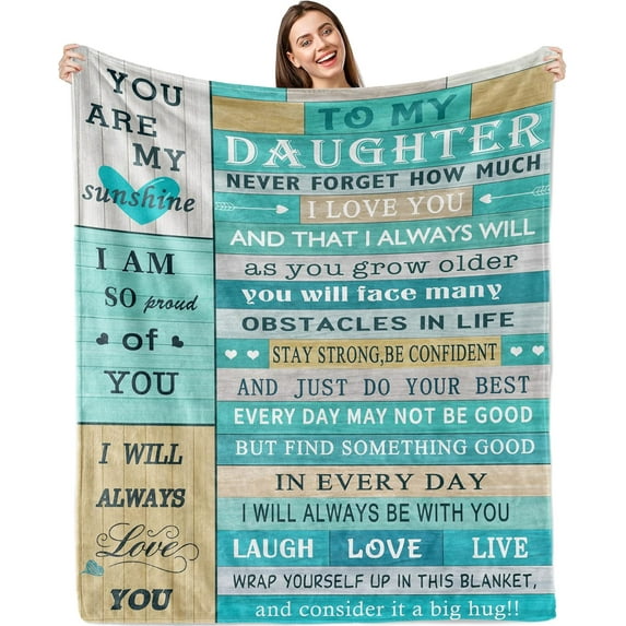Daughter Gifts Blanket 60"X50", Daughter Birthday Gift, Daughter Gift from Mom Dad, Christmas/Birthday Gifts for Daughter Adult, Happy Birthday Daughter Gifts, Best Gifts for Adult Daughters