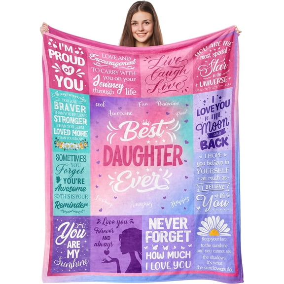 Daughter Gifts Blanket, Daughter Birthday Gift Ideas, Best Daughter Ever Gifts, Daughter Gifts from Mom, Gifts for Daughter from Mom, Daughter Gifts from Dad, Gift for Daughter Blanket 60"x50"