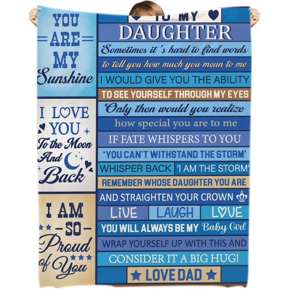 Daughter Gifts, Daughter Blanket From Mom and Dad, To My Daughter Blanket, Gifts for Daughter From Mom Ideas, Daughter Birthday Gifts, Birthday Gifts for Daughter Adult Christmas (Words, 50x60")