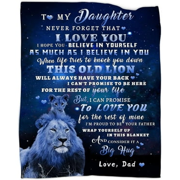 Daughter Gifts from Dad, Daughter Gifts - Daughter Blanket, to My Daughter Lion Blanket from Dad, Blankets for Daughter, Dad to Daughter Christmas Birthday Gifts Flannel Throw Blanket