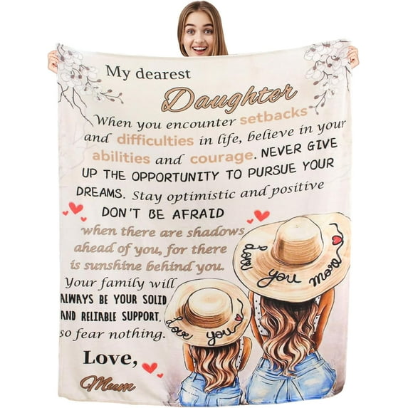 Daughter Gifts, Daughter Blanket from Mum, Birthday Gifts for Super Soft Cozy Daughter Flannel Blanket, 18th Birthday Graduation Gifts for Daughter