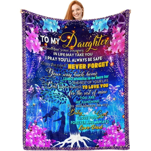 Daughter Gifts, Daughter Gift from Dad, to My Daughter Blanket from Dad, Gift for Daughter Birthday Thanksgiving Mothers Day, Flannel Soft Throw Blanket 40"X50"