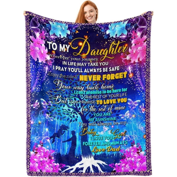 Daughter Gifts, Daughter Gift from Dad, to My Daughter Blanket from Dad, Gift for Daughter Birthday Thanksgiving Mothers Day, Flannel Soft Throw Blanket 50"X60"