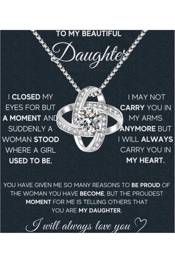 Daughter Gifts From Dad To My Daughter Necklace Pendant Necklace Graduation Gifts Birthday Christmas Message Card&LED Gift Box