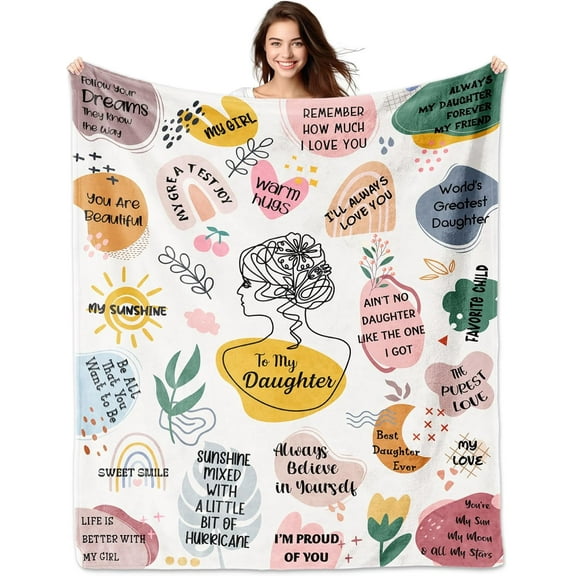 Daughter Gifts, Gifts for Daughter Blanket 60"X50" Daughter Blanket from Mom/Dad, Best Daughter Gifts Daughter Birthday Gift Daughter Gift for Mothers Day Graduation Christmas Valentine's Day