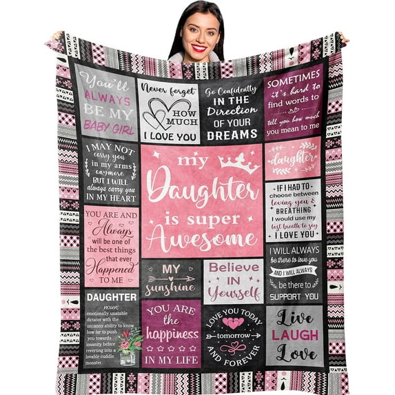 Daughter Gifts, Gifts for Daughter from Mom, Daughter Birthday Gifts Idea, Daughter Gift from Mom Dad, Birthday Gifts for Daughter, Birthday Gifts Blanket 80"x60" for Daughter