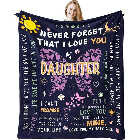 Daughter Gifts from Mom Blanket 60"X 50", Birthday Gifts for Daughter from Dad, Best Daughter Birthday Gift, Birthday Presents for My Adult Daughter, Father Mother to Grown Daughter Gifts