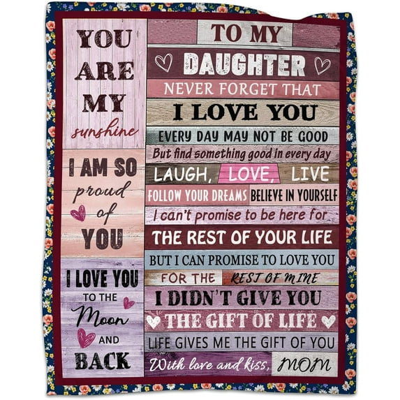 Daughter Gifts from Mom, Daughter Blankets from Mom, Birthday Gifts for Daughter Adult, Gifts for Daughter Christmas Valentines Day Thanksgiving New Year Throw Blanket 50"x60"