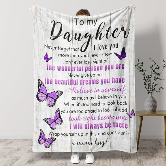 Daughter Gifts from Mom, Daughter Birthday Gift Ideas Throw Blanket, Wedding Birthday Gifts for Daughter Soft Flannel Blanket 50x60 Unique Gifts for Daughter