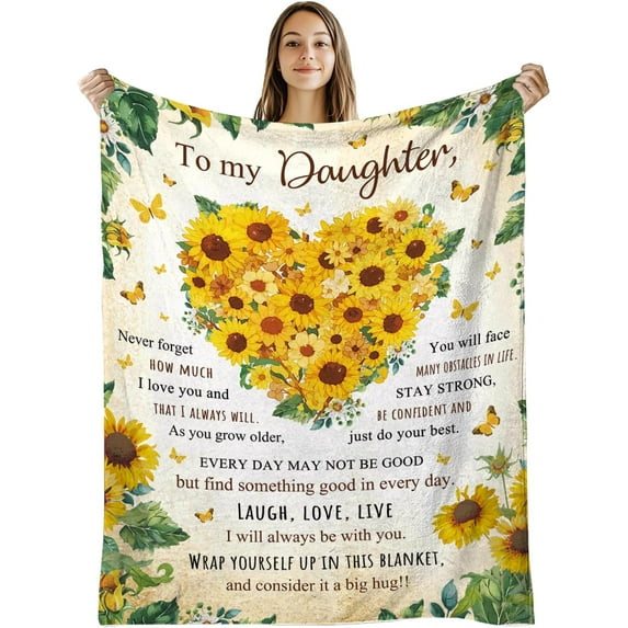 Daughter Gifts from Mom, Daughter Birthday Gifts Idea, Gifts for Daughter Adult, Blankets for Daughter, Daughter Gifts for Graduation, Holiday, Thanksgiving, Christmas, 60x80