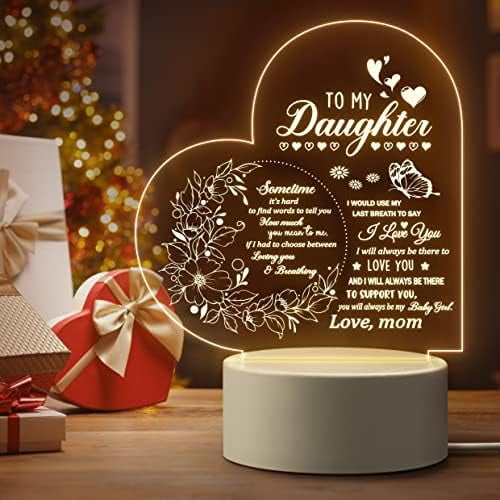 Daughter Gifts from Mom, Daughter Gifts, to My Daughter Acrylic Night Lamp, Valentines Birthday Mother's Day Graduation Wedding Christmas Gifts for Daughter from Mothers Dad