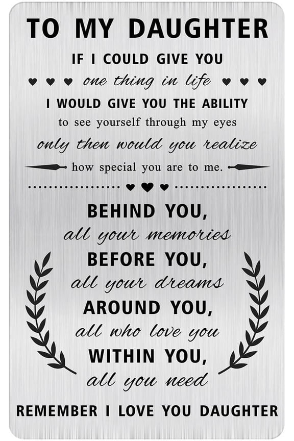 Daughter Gifts from Mom Dad - To My Daughter Stainless Steel Wallet Card - Inspirational Daughters Keepsake, Birthday Graduation Gift Idea