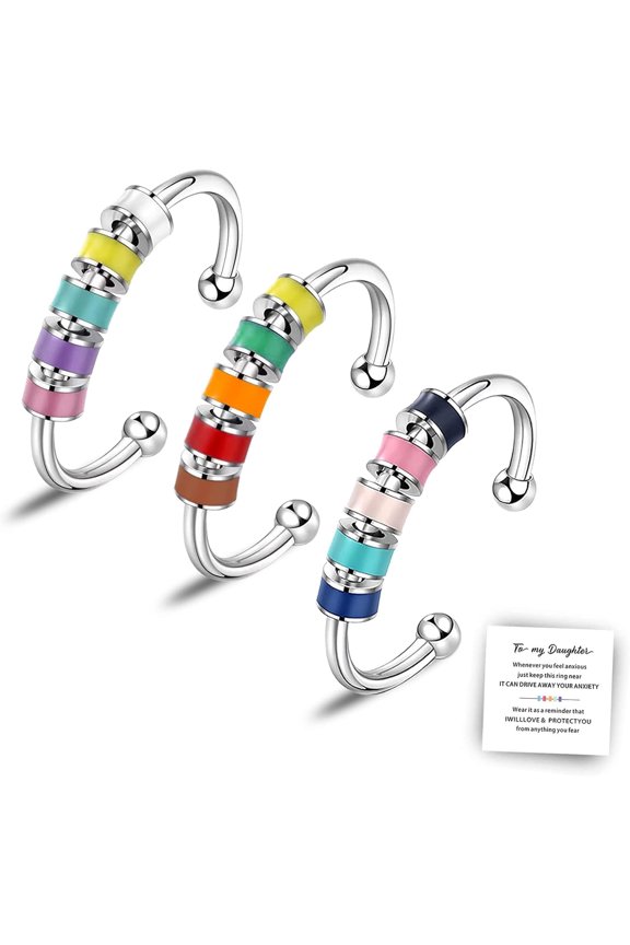 Daughter Gifts from Mom Fidget Ring Adjustable Open Spinner Worry Anxiety Rings for Women Mothers Day Gifts for Daughter
