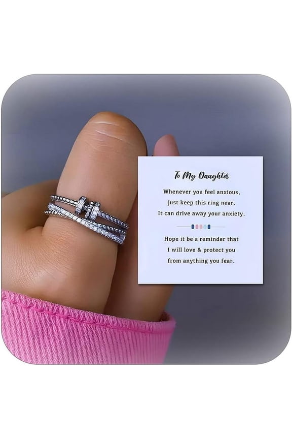 Daughter Gifts from Mom Fidget Ring Mother Daughter Rings Adjustable Open Multi-layered Spinner Rings Jewelry Mothers Day Gifts