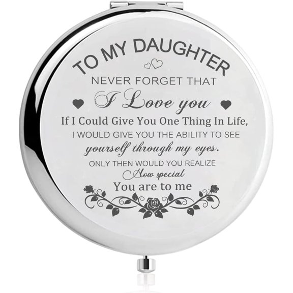 Daughter Gifts from Mom, Rose Gold Daughters Compact Mirror, Birthday Gifts for Daughter from Mother, Graduation Wedding Anniversary Christmas
