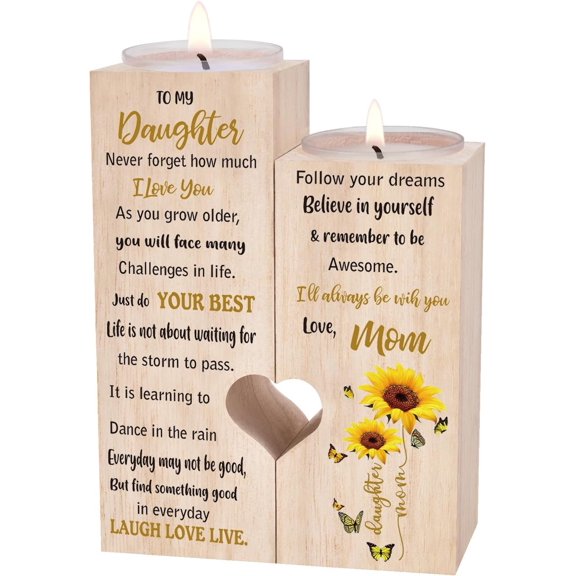 Daughter Gifts from Mom - to My Daughter Candle Holders, Birthday for Daughters, Present Ideas for Christmas, Mother's Day, Graduation, or Wedding