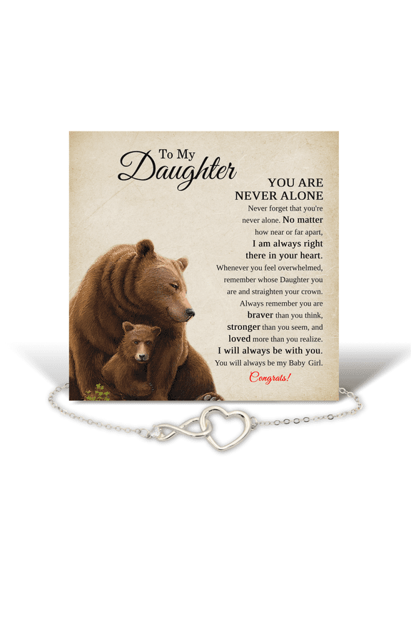 Daughter Graduation Gifts - Congrats Message Card for Daughter - Infinity Heart Bracelet