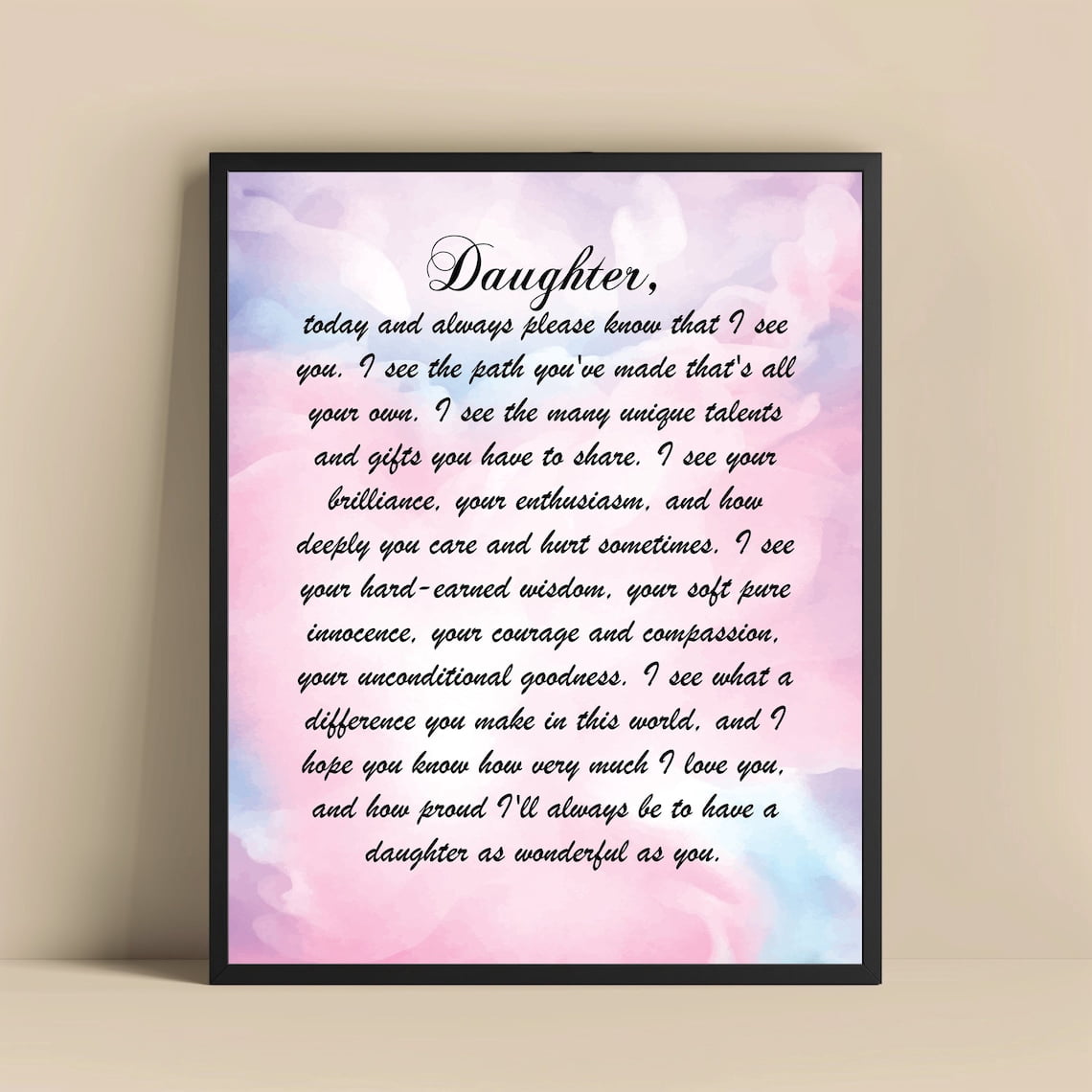 Daughter I See You Inspirational Quote Family Love Parent Message ...