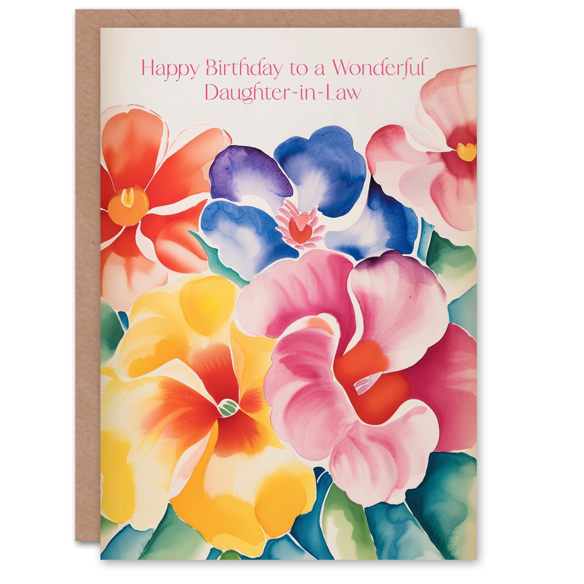 Daughter In Law Happy Birthday Card Watercolour Flowers Spring Floral