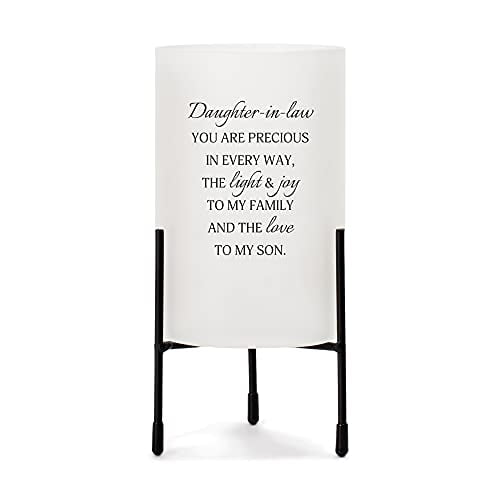 Daughter In Law Precious Love My Son 8 x 4 Glass Hurricane Candle Holder