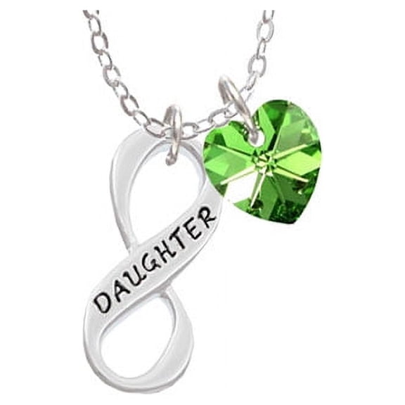 Daughter Infinity Sign  - Lime Crystal Heart Sophia Necklace, 18"+1"