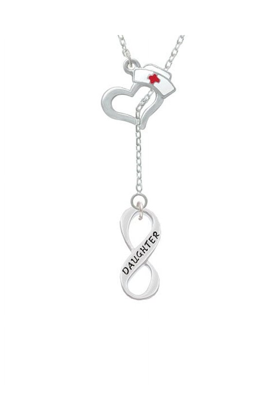 Daughter Infinity Sign Open Heart Nurse Hat Lariat Necklace