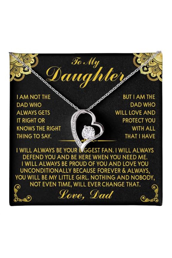 To My Daughter Jewelry Necklace, Birthday From Dad Or Mom, Graduation Pendant, Thoughtful Necklace For Her, Daughter #1921, White Forever Love Necklace