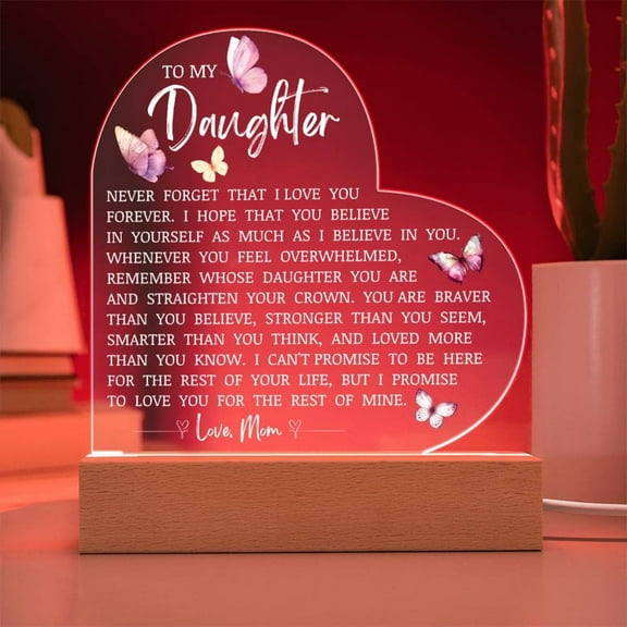 Daughter Keepsake "I Love You Forever" Acrylic Heart Plaque, Heartfelt Gift for Daughter, Unique Christmas Gift Idea for Daughter, Love Mom