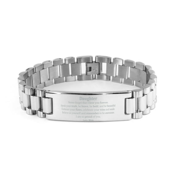 Daughter Ladder Stainless Steel Bracelet, Never forget that I love you forever, Inspirational Daughter Birthday Unique Gifts From Mom