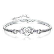 Daughter in Law Bracelet Sterling Silver Marriage Made You Family Love Made You My Daughter Bangle Jewelry Gift for Daughter in Law from Mother in Law-White