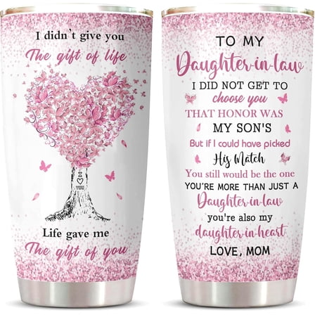 Daughter In Law Gift Tumbler 20oz 1PC, Thoughtful Gifts Ideas For Daughter-In-Law From Mother-In-Law Mug, Best Christmas Mothers Day Weeding Decoration Present For Future Son''S Wife Coffee Cup
