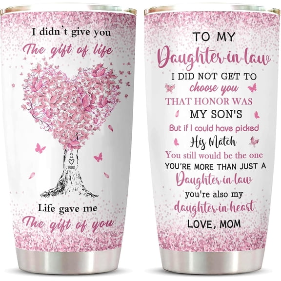 Daughter In Law Gift Tumbler 20oz 1PC, Thoughtful Gifts Ideas For Daughter-In-Law From Mother-In-Law Mug, Best Christmas Mothers Day Weeding Decoration Present For Future Son''S Wife Coffee Cup