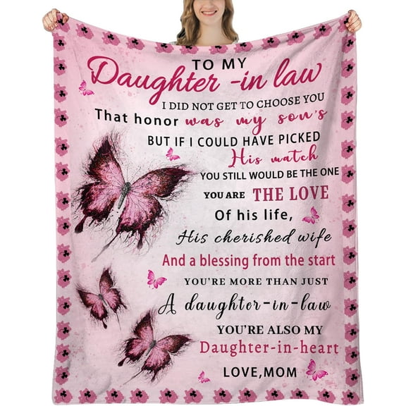 Daughter in Law Gifts for Daughter in Law Birthday, Daughter in Law Birthday Gifts, Daughter in Law Gifts for Wedding Day, Daughter in Law Throw Blanket 60"x50"