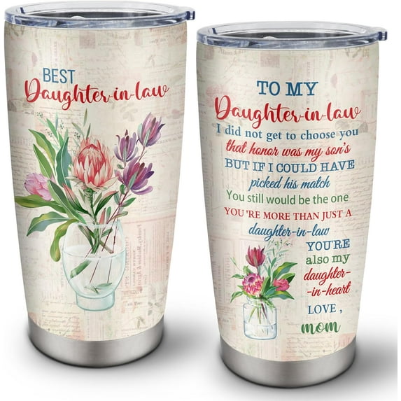 Daughter In Law Gifts, Daughter In Law Gifts From Mother In Law Tumbler 20oz, Daughter In Law Birthday Gifts, Daughter-in-law Gifts, Best Daughter In Law Gift From Mother In Law