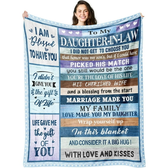 Daughter in Law Gifts, Gifts for Daughter in Law Blanket 60"x 50", Daughter in Law Birthday Wedding Gifts, Unique Gift for Future Daughter in Law, Best Daughter in Law Gifts from Mother in Law