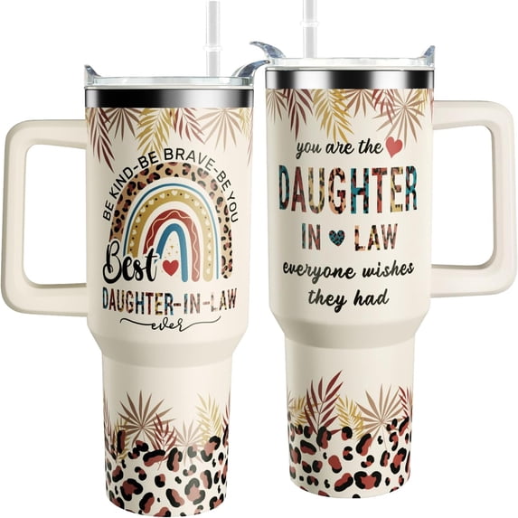 Daughter in Law Gifts, Gifts for Daughter in Law, Christmas Gifts for Daughter in Law, Daughter in Law Christmas Gifts, 40oz Daughter in Law Tumbler With Handle Lid and Straw