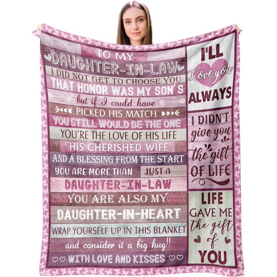 Daughter in Law Gifts from Mother, Daughter-in-Law Gift, Gifts to Daughter in Law for Mothers Day Birthday Christmas, Daughter in Law Blanket 60"X 50"