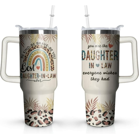 Daughter In Law Gifts From Mother In Law,Father In Law-40oz Tumbler With Handle & Straw Lid-Birthday,Christmas,Thanksgiving Gifts for Future Daughter In Law-Daughter In Law Mug Coffee Cup