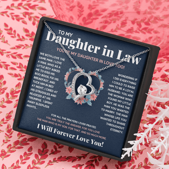 To My Daughter In Love Heart Necklace, Valentine Couple Gift, Anniversary Birthday Pendant Gift, Gift For Him, Gift For Her, Happy Father Day Mother Day Gift