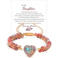 thumbnail image 1 of For Daughter - Love You Forever Jasper Heart Bracelet, You Are Always In Mine Heart From Mom Double Layer Natural Stone Beaded Wrap Adjustable inspirational Gift Jewelry, 1 of 7