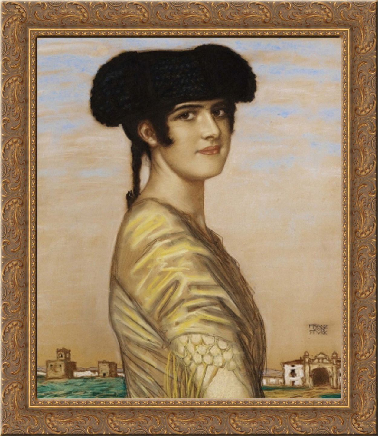 Daughter Mary as a Spanish 24x20 Gold Ornate Wood Framed Canvas Art by ...