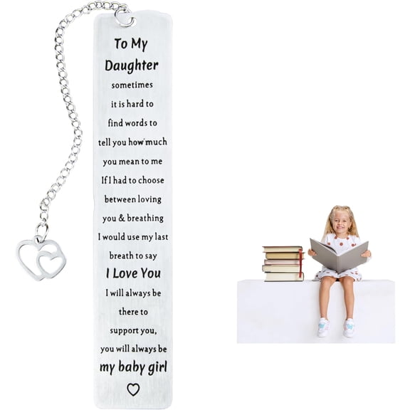 Daughter Metal Bookmark Inspirational Graduation Gift for Daughter, Birthday Gifts for Daughter Girl, College Graduation Daughter Gift from Mom, Stainless Steel Bookmark Metal Bookmarks for Women