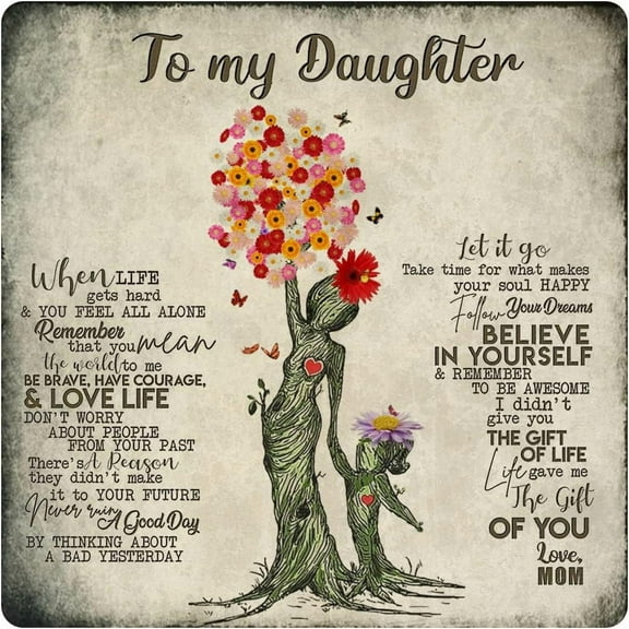 To my Daughter From Mom Metal Tin Sign,Birthday Gifts For Daughter,Kids Gifts For Graduation, Valentines day, Birthday - Inspirational Quote Sign for Home Bedroom Wall Decor Gift 12x12 Inches