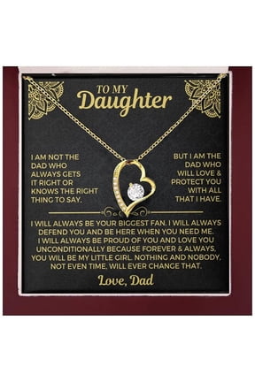 To My Daughter Necklace From Dad, Birthday,Daughter From Dad With Inspirational Message Card And Box To My Daughter 21 #1889, Gold Forever Love Necklace