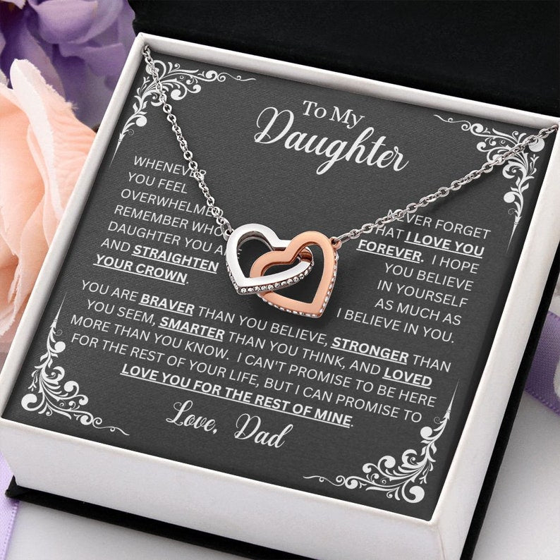 Handmade Father And Daughter Necklace – Sterling Silver Heart Pendant With Cubic Zirconia